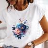(Asian Size) Tee Top Short Sleeve T Shirt Sweet Flower Style Trend Women Clothing Casual Fashion Print Lady Female Graphic T-shirts