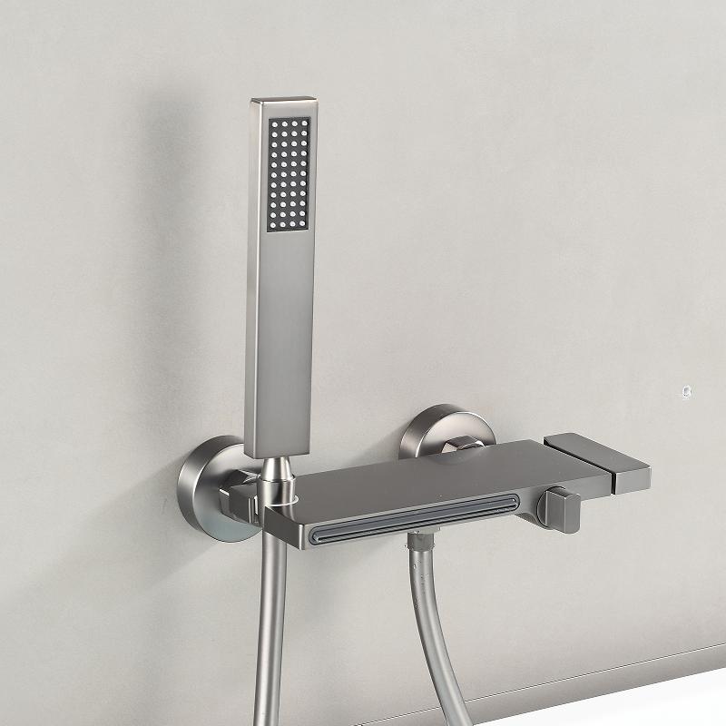 Серый комплект для душа для ванной, горячая и холодная вода, черный смеситель для душа для ванной комнаты, хромированный комплект для душа со скользящей штангой из латуни