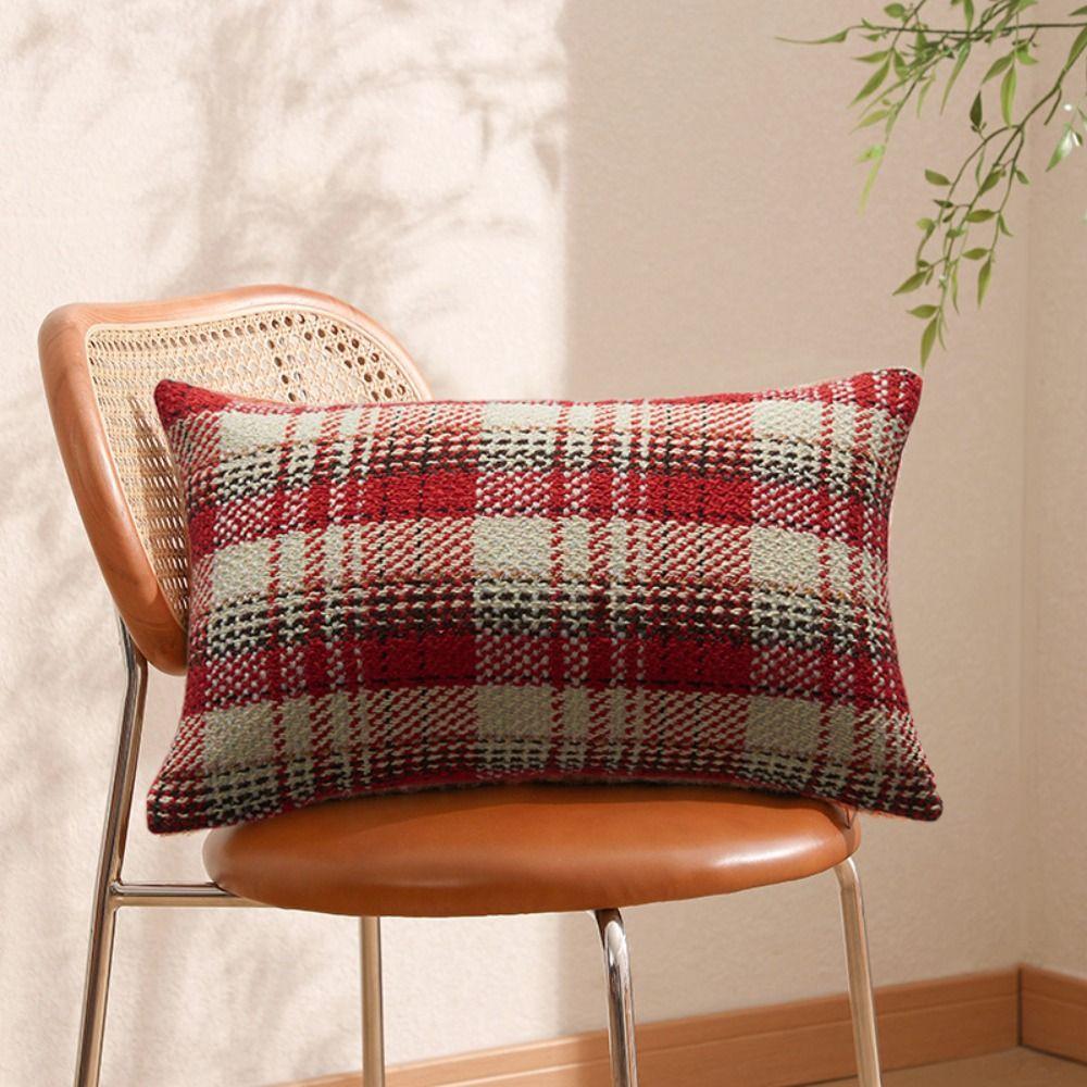 Multiple Sizes Throw Pillowcover Classic Cushion Cover Soft Christmas Plaid Pillowcase  Sofa/Bed