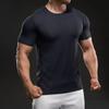 58883 Summer 2025 American Casual Short-sleeved Fashion Sports Slim Elastic Fitness Outdoor Round Neck T-shirt Men