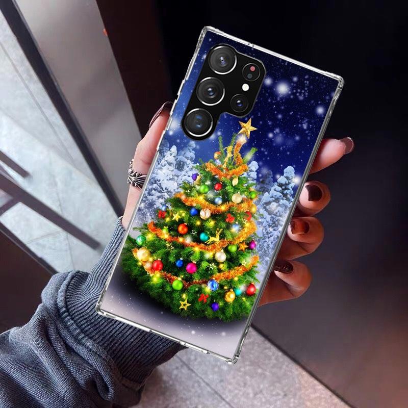 Чехол для телефона "Счастливая рождественская елка со снегом" для Samsung Galaxy S23 S24 S25 Edge S26 Ultra S22 + S21 Plus S20 FE Чехол Силиконовый Печать Sh