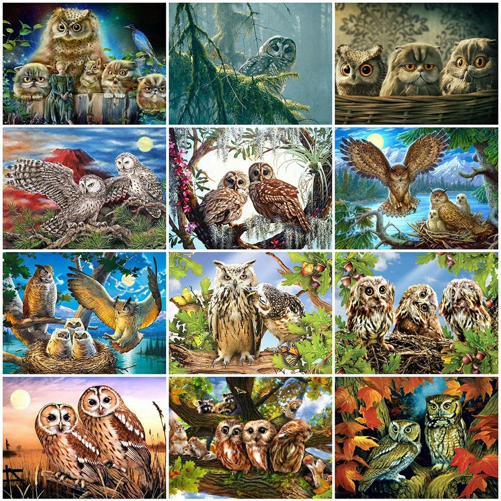Алмазная картина Сова, полная дрель, украшение для дома, Алмазная вышивка, мозаика с животными, картина со стразами, настенное искусство