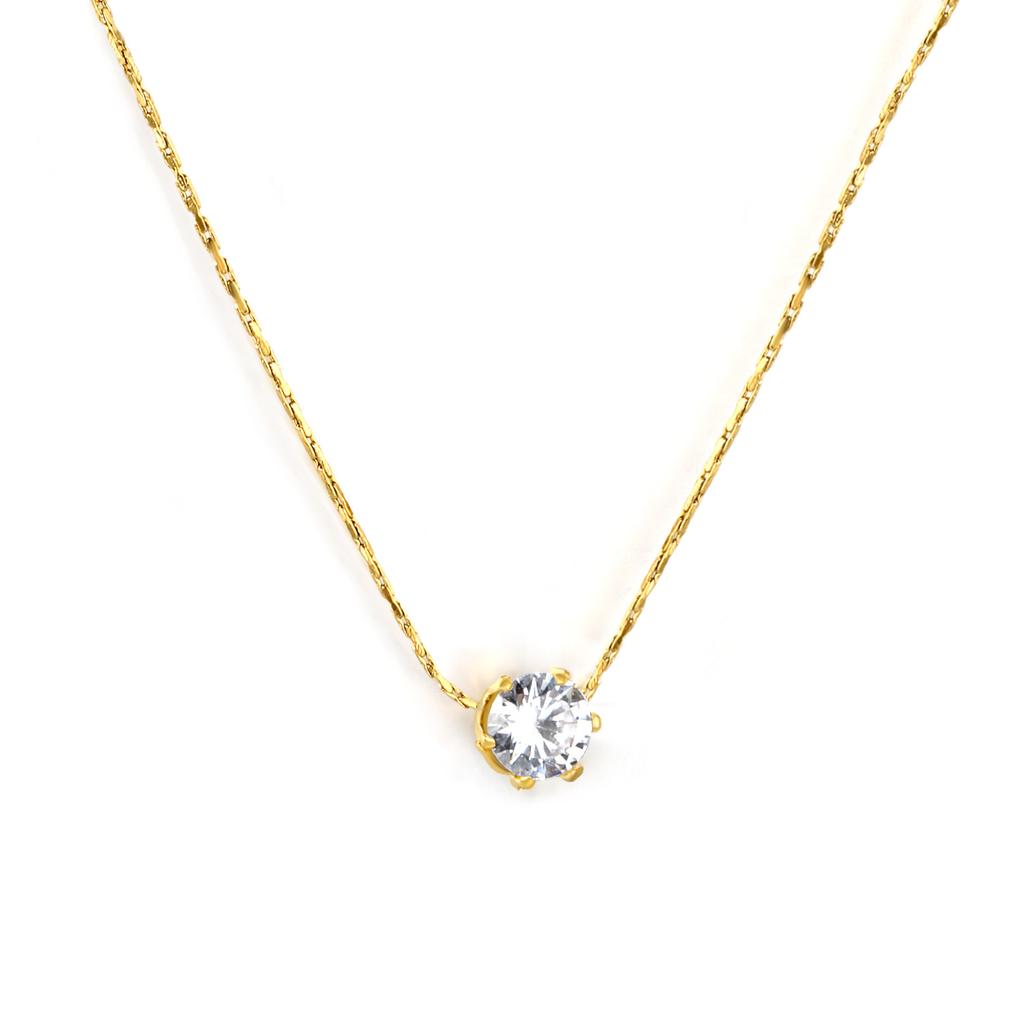 Elegant White Diamond Pendant Necklace Simple Round Collarbone Chain Jewelry For Women