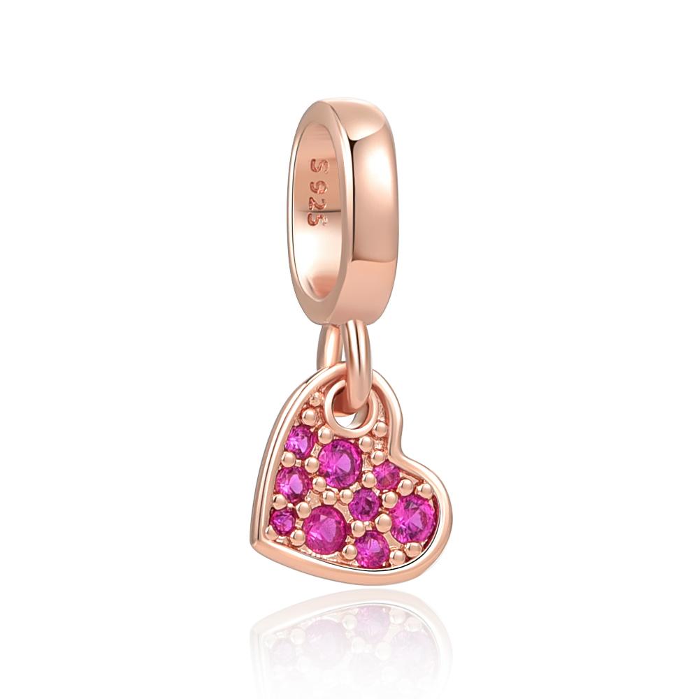 Серия Rose Gold Подвески-бусины в форме сердца Цветок Зажим Медь Подходит для Европейских Оригинальных Браслетов Сделай сам Элегантные Украшения