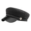 Marine Long Newsboy For Going For Women and CZ094 [White Fang] Cap, Face, Cap, Hat, Stylish, Out, Men, (Black)