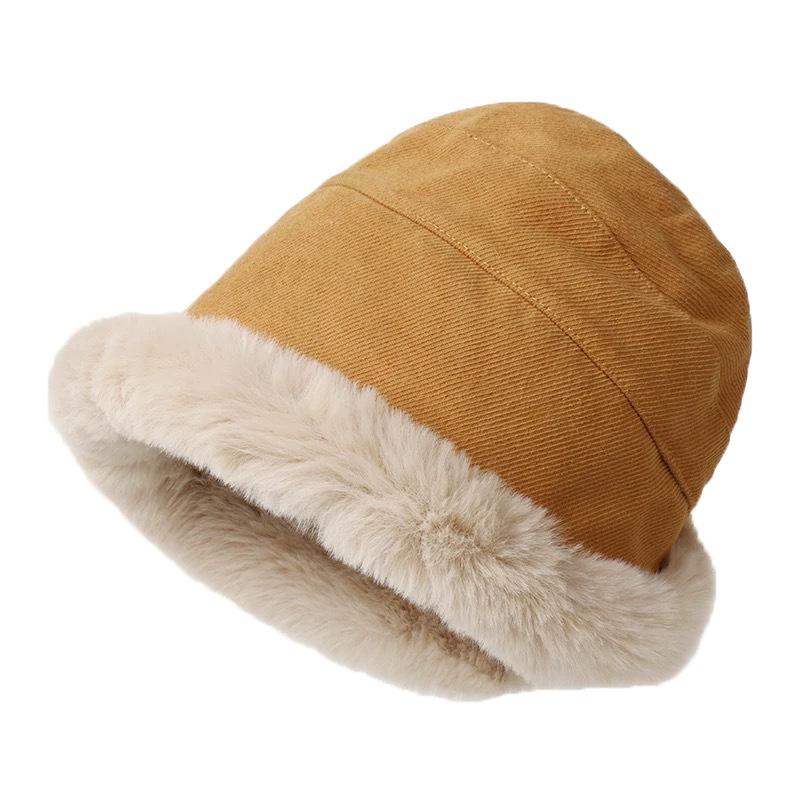 Autumn and Winter Imitation Mink Mongolian Hat Women's High Sense Lady Wind Mink Bucket Hat Big Head Circumference Warm Ear Protector Basin Hat