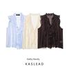 Kaslead New Arrival Women's Clothing Fashion Style Fashion Laminated Decoration Vertical Tops 5029108 423
