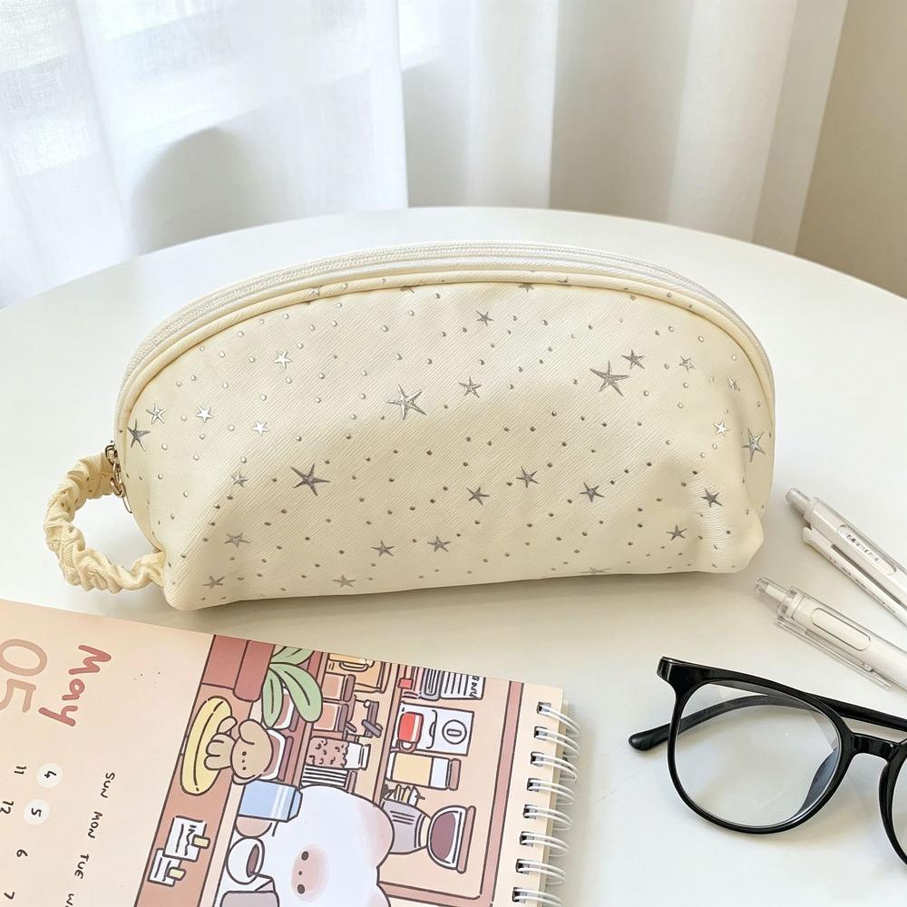 Star Polka Dot Pencil Case Shell-Shape Pencil Pouch Simple Stationery Bag  Gift