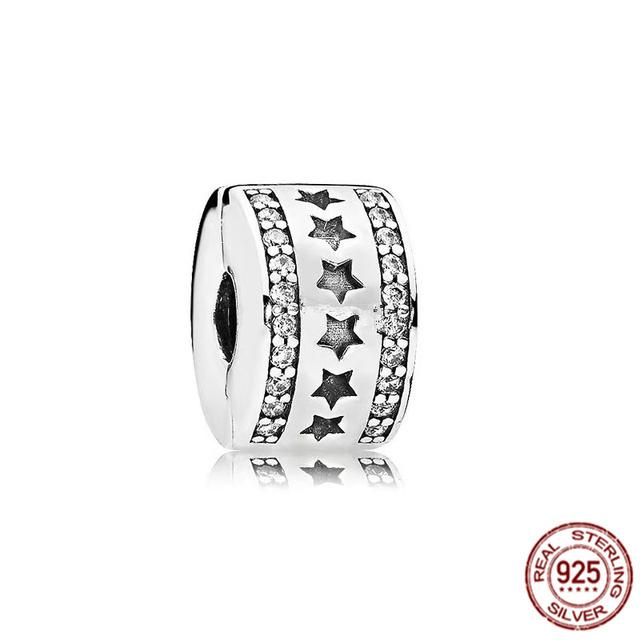 Стерлингового серебра 925 пробы, прозрачное Pav éClip, подвеска из бисера, подходит для милого модного браслета, ожерелье, модные украшения, подарок для женщин