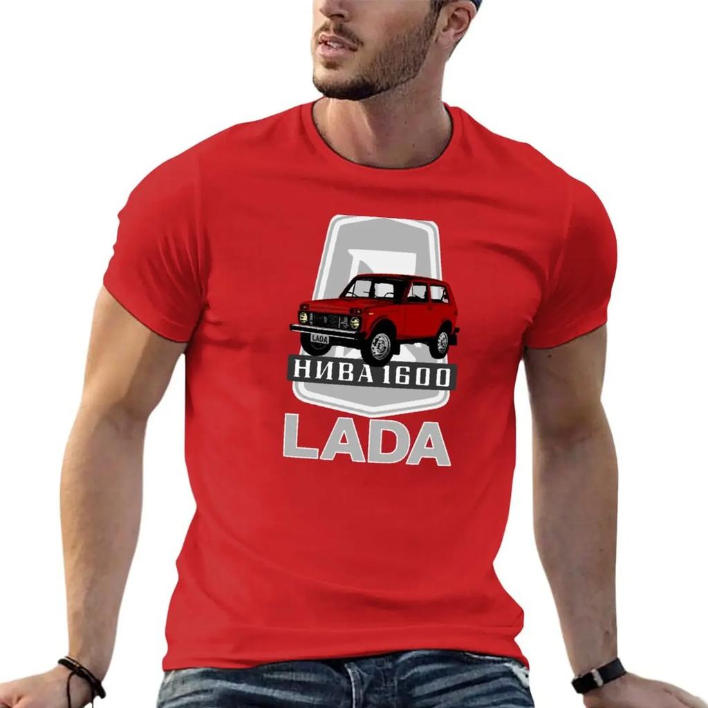 Логотип Lada Niva 1600 (Красный на черном) Футболки Баскетбольные с Графикой Оверсайз Большие и Высокие Футболки для Унисекс