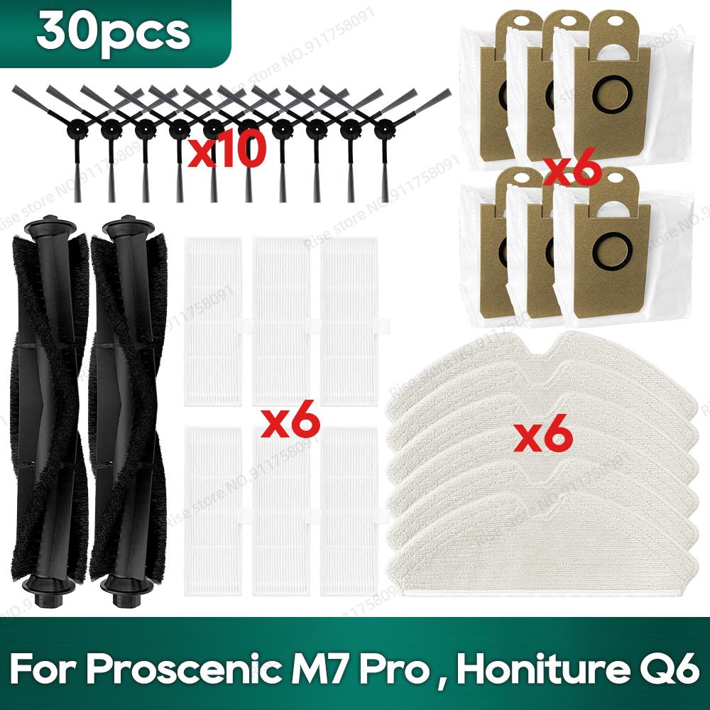 Compatible For Lenovo t1s Pro Proscenic M7 Pro, Honiture Q6 Accessories Robot Vacuum Roller Brush Hepa Filter Rag Dust Bag Parts