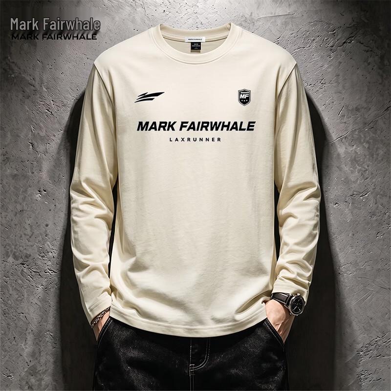 Mark Fairwhale Мужская ретро-футболка с длинным рукавом из плотного чистого хлопка