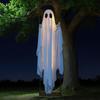 5 футов Подвесной Качающийся Призрак Хэллоуин Украшение Светодиодная Подсветка Наружное Большой Белый Призрак Качающийся Хэллоуин Декор для Двора Дерева Передней Веранды