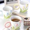 Tulip Cup Embossed Flower Ceramic Cup Office Coffee Milk Mug Gift Box High Temperature Resistant Bone China
