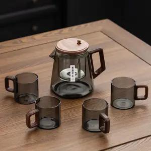 Glass Flowing Cup Full Glass Inner Tank Tea Separation Brewing Teapot One Button Filter Tea Maker Set Tea Cup