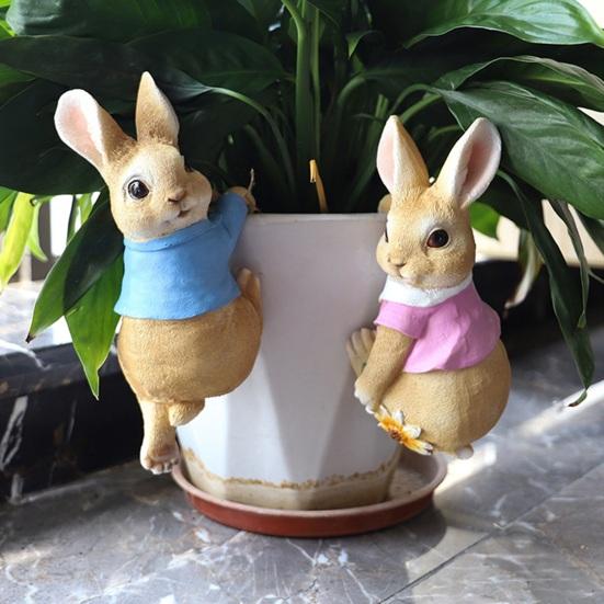 Practical Anti-fading Resin Rabbit Statue Climbing Sculpture Flower Pot Pendant Home Decor