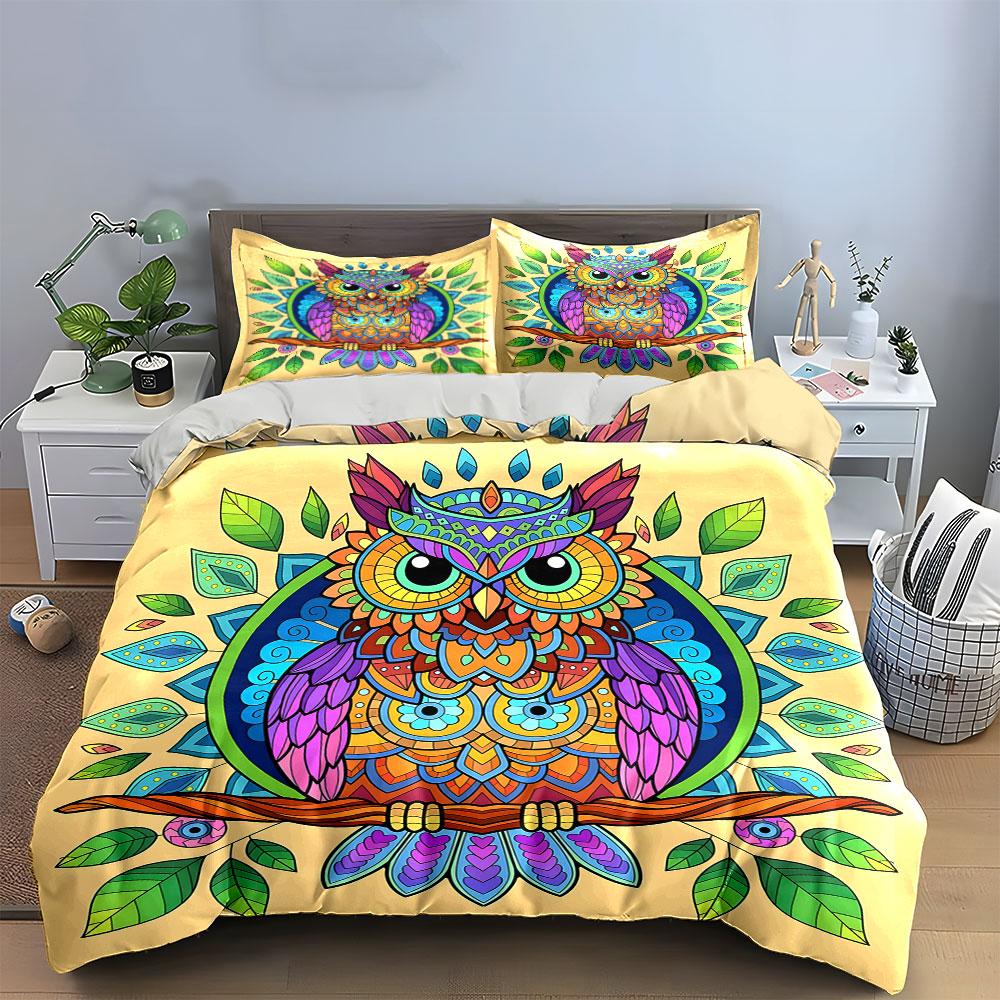 Vivid kaleidoscope owl! Bedding sets Duvet covers Pillowcases(1* Duvet Cover 2* Pillowcases without duvet insert)