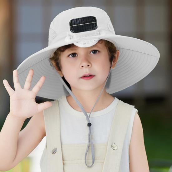 Широкополая шляпа от солнца с вентилятором на солнечной батарее, дышащая сетчатая шляпа с защитой от ультрафиолета для детей и мальчиков