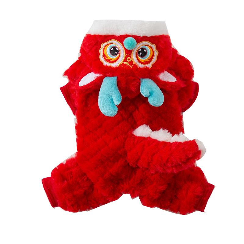 Хиппи Собака Новый Год Собака Дракон Одежда Зима Милая Четырехлапый Бархатная Одежда Маленькая Собака С Новым Годом Кошка Одежда для Питомца