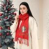 Winter Christmas Red Versatile Elk Print Imitation Cashmere Thickened Warm Fringed Scarf Autumn and Winter Men and Women