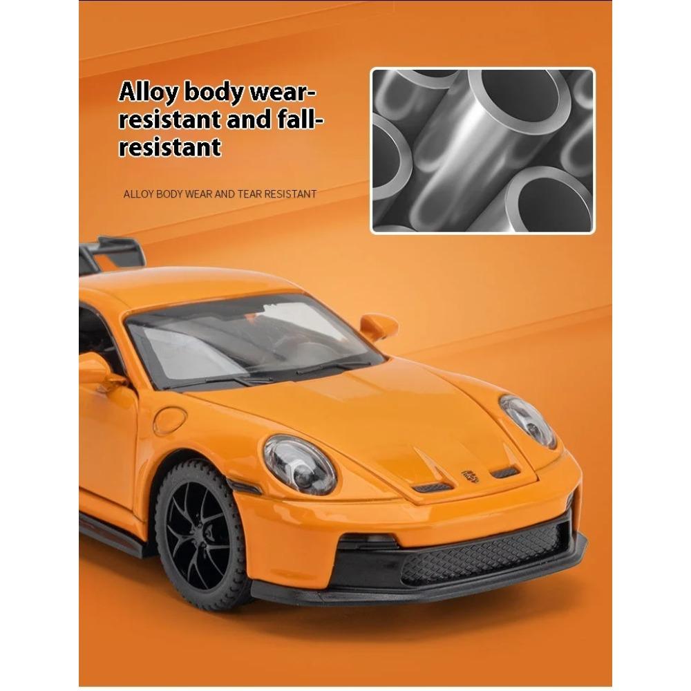 1/32 Porsche 911 GT3 RS Металлическая литая модель гоночного автомобиля Коллекция Хобби Декоративные Миниатюрные Украшения Звук Свет Игрушка Подарок для Друзей