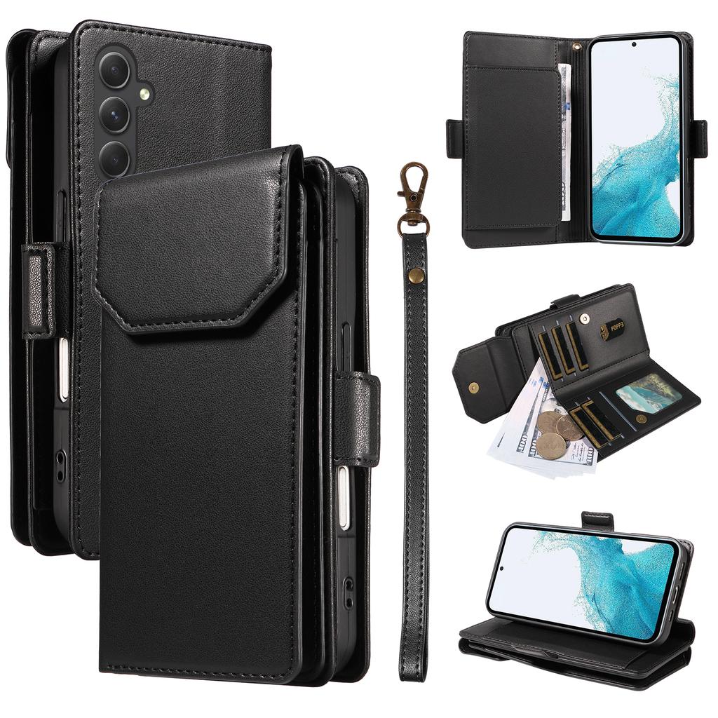 Чехол для Samsung Galaxy A54 5G с держателем для нескольких карт и ремешком, чехол для телефона из искусственной кожи, подставка