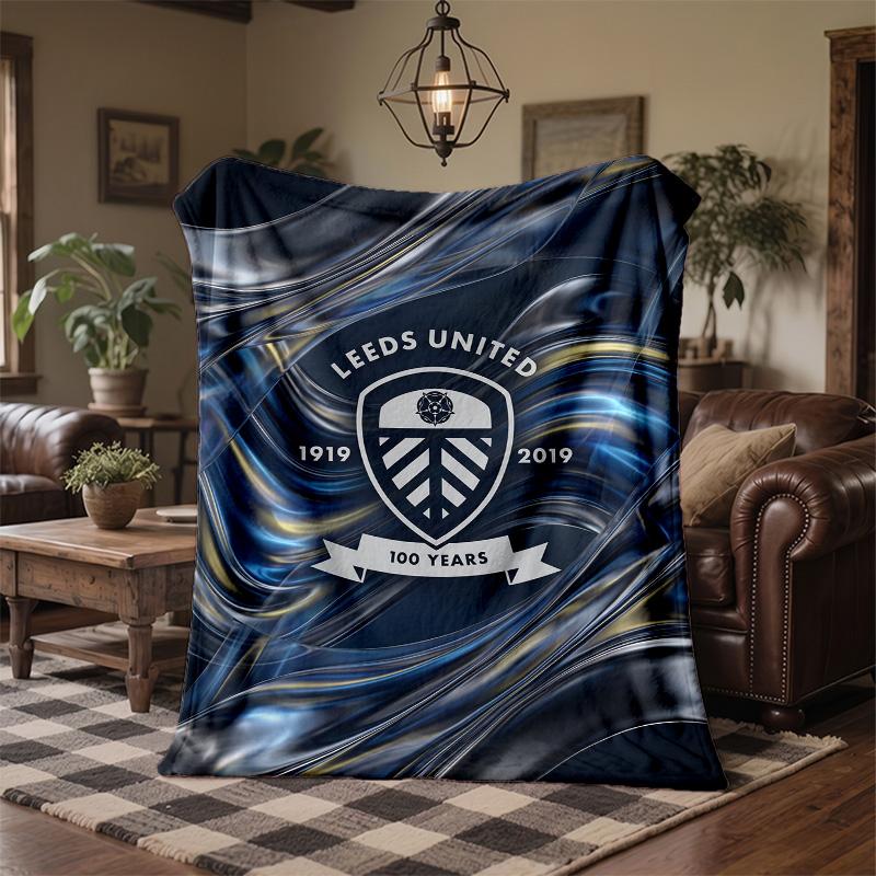 Leeds United Football Print Flannel Blanket Soft Warm Sofa Bed Throw Blanket For Home Office Bedroom