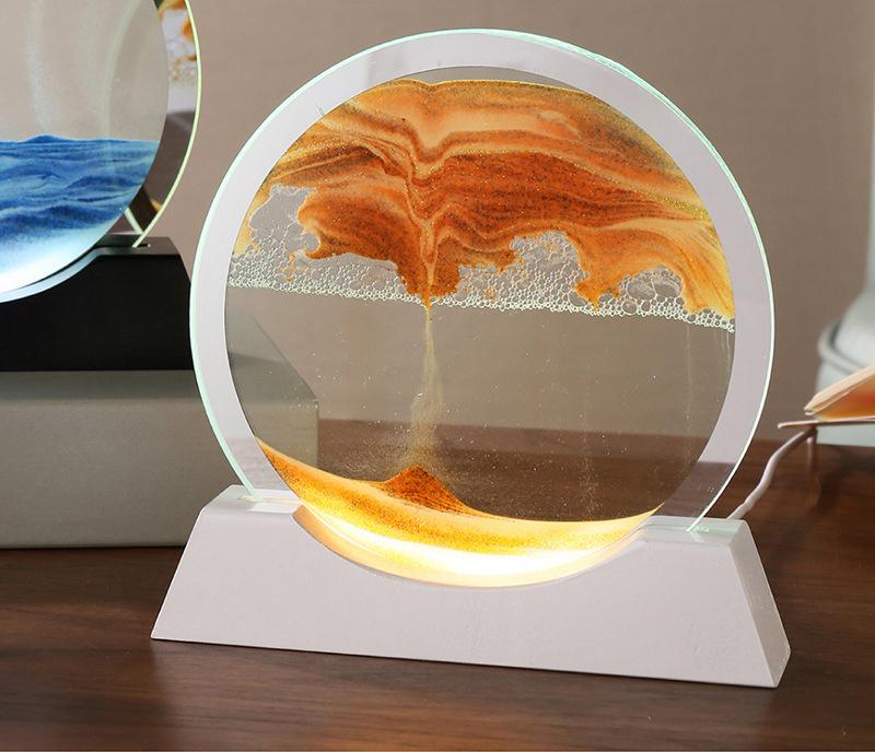 Песочный пейзаж Движущаяся песочная картина Настольная лампа 3D Песочные часы Текучий песок Песочная живопись Офисный стол Домашний декор Подарки