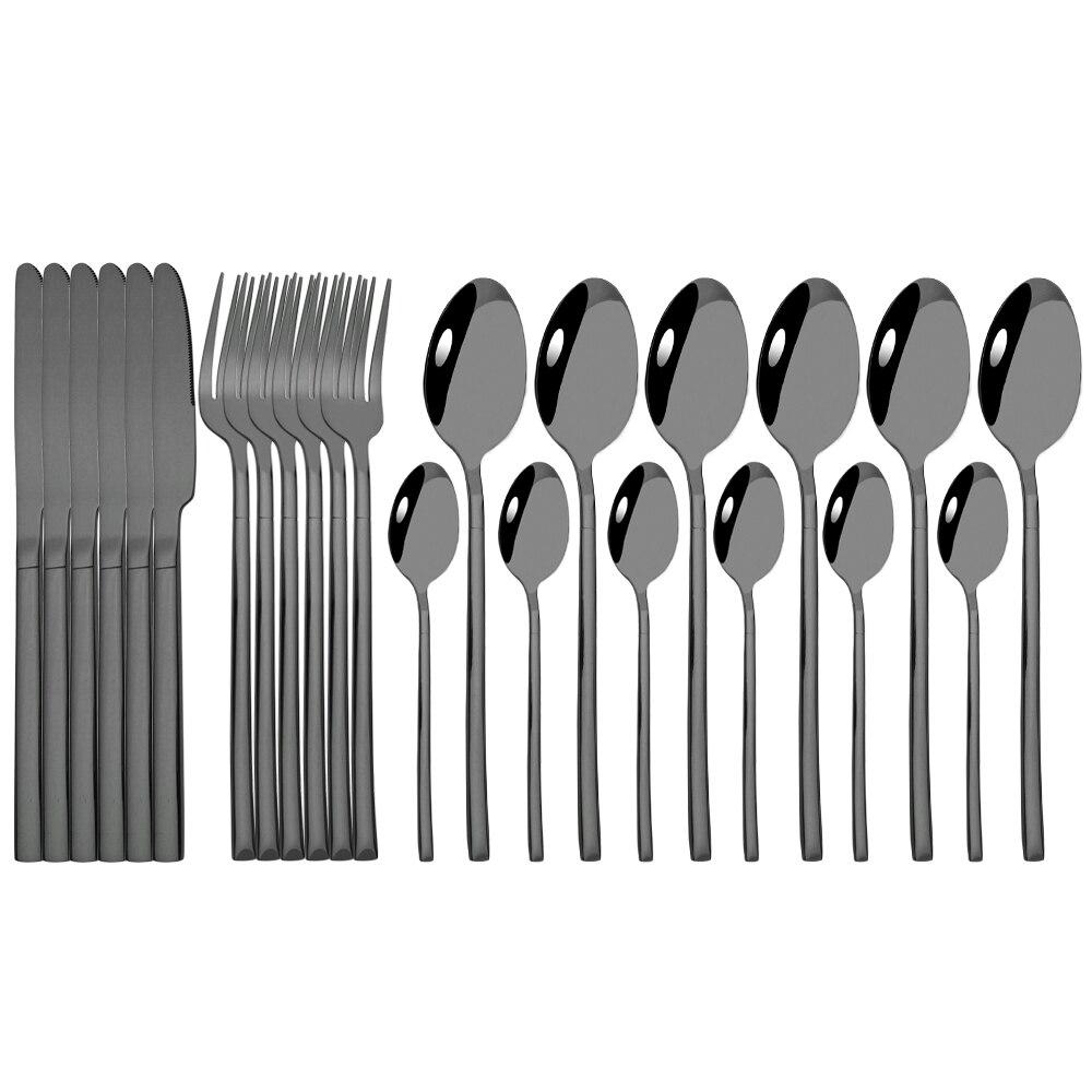 24 Pieces Sets Kitchen Tableware Cutlery Set Mint Green Gold Stainless Steel Dinnerware Set Food Flatware Mirror Silverware Set