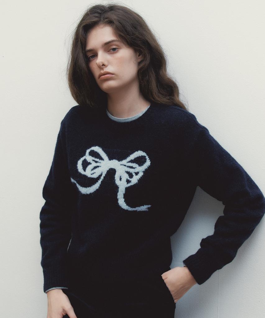 BENSIMON Ribbon Jacquard Knit - Dark Navy