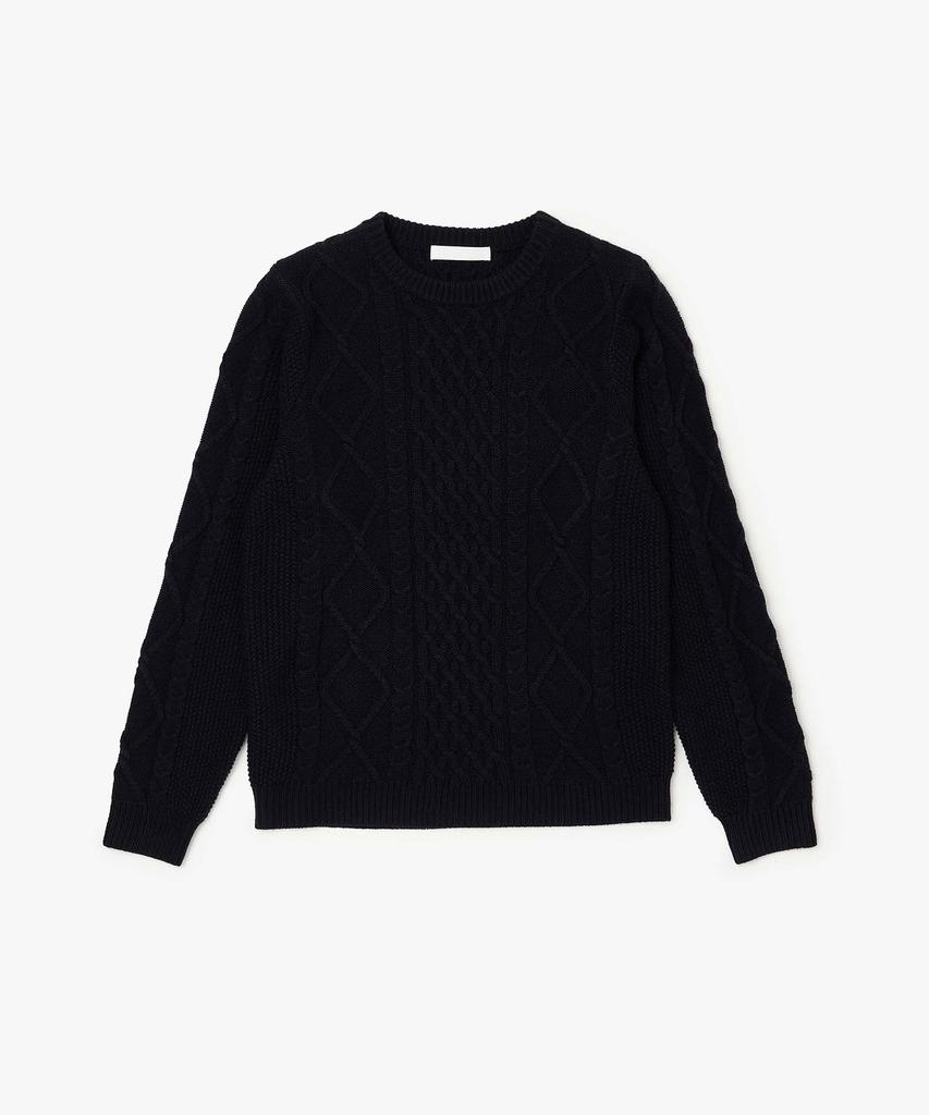 PLAC WOMEN Cable Basic Round Neck Knit Dark Navy