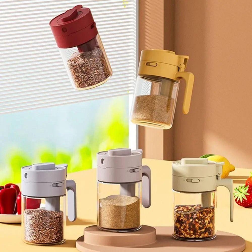 Dustproof 2 In 1 Salt Container Moisture-proof Spice Sorting Bottle Glass Seasoning Box  Kitchen