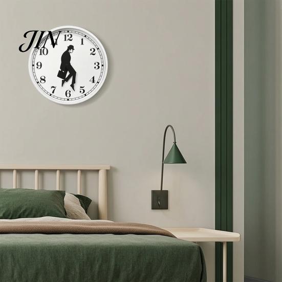 12 Inch Decorative Clock Man Silhouette Wall Clock, Silent Non-Ticking Round Hanging Home Decor Digital Analog for Office Bedroom Living Room