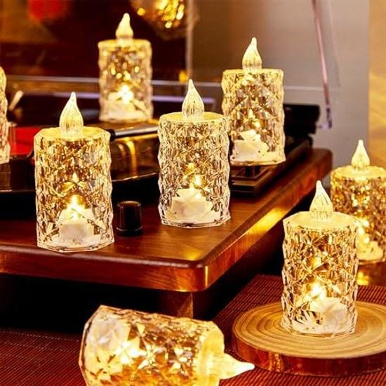Светодиодная свеча свет интерьер Рождественское украшение Год свадьба день рождения праздник вечеринка стильный (кристалл (L) - 12 шт.)