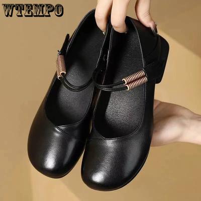 Женские повседневные туфли из искусственной кожи большого размера на мягкой подошве, офисные женские туфли на весну и осень, однотонные туфли из искусственной кожи для работы