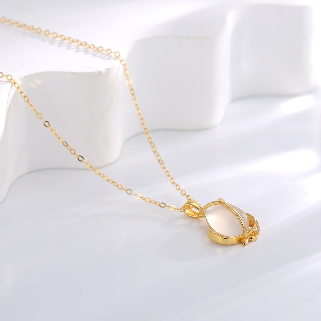 925 Серебряный Свет Роскошный Натуральный Белый Халцедон Тюльпан Ожерелье Женственность Премиум Цветок Ключица Цепочка Серебряные Ювелирные Изделия Лето