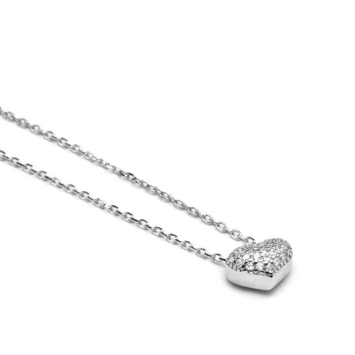 Luxenter Collier En Argent 925 Avec Zircons Brillants Finition Ens Rhodium - Love