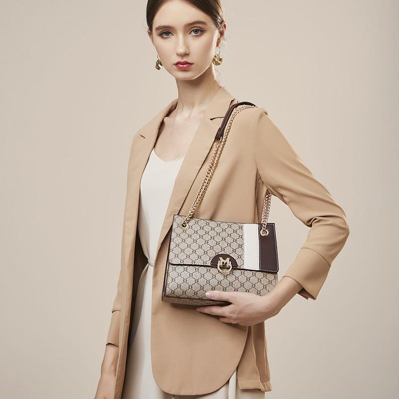 Сумка женская, новинка 2023, модная женская сумка на плечо с цепочкой и принтом в стиле ретро, универсальная ручная маленькая квадратная сумка через плечо