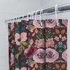 Watercolor Floral Shower Curtain Waterproof Bathroom Decor Burgundy Pink Green Red Colorful Bloom Patterns Set Includes 1 Panel