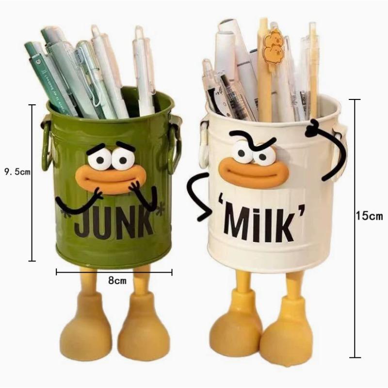Fashion Ins High-value Cartoon Personality Pen Holder Student Desktop Office Large-capacity Cute Simple Retro Storage Bucket