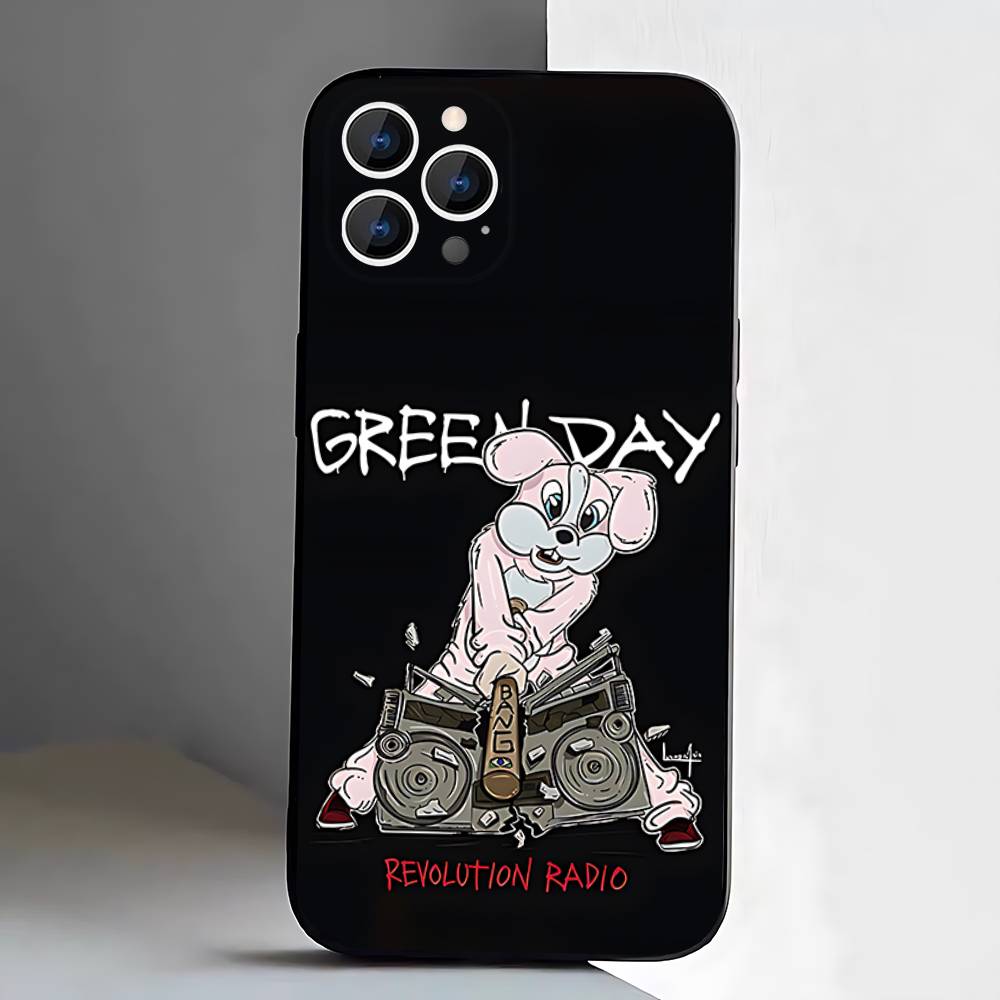 Чехол для телефона Band G-Green Rock Day для iPhone 17,16,15,14,13,12,11,Pro,XS,Max,XR,Plus,E,SE4,Mini, Черный Мягкий Чехол