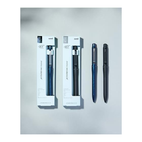 Многофункциональная ручка Mitsubishi Pencil Jetstream Prime 3&1, 0,5 мм, темно-синяя (MSXE455005D.9) - Плавное письмо, Тонкий корпус, Стильный зажим