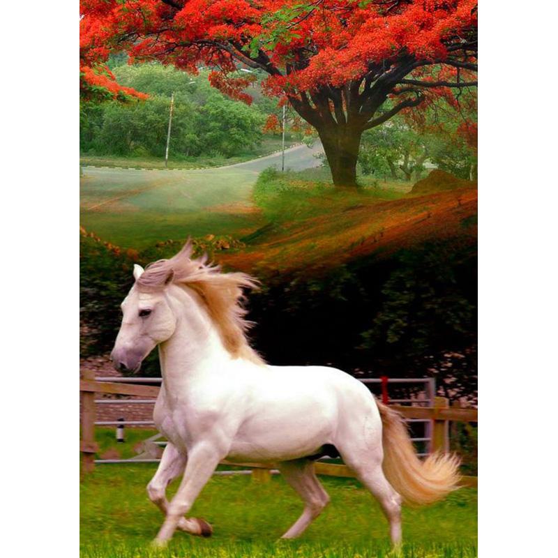 5D DIY Diamond Painting Animals Horse Cross Stitch Kit Full Round Drill Embroidery Mosaic Art Picture of Rhinestones Decor Gift