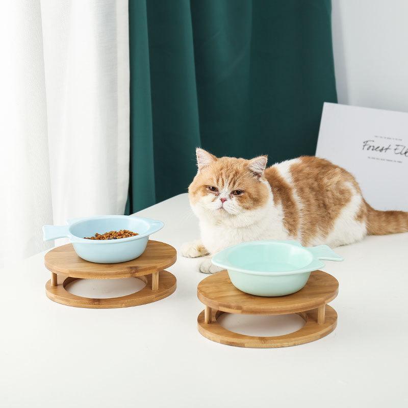 Керамическая миска для кошек, миска для кошачьего корма, миска для кошачьего корма, миска для собак, миска для собак, миска для питья, двойная миска, защита шейного отдела позвоночника, принадлежности для мисок для домашних животных