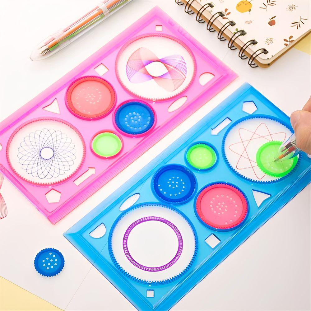 11pcs/set 10pcs 16K/32K Scratch Paper & 1 set Blue/Pink Spirograph Stencils DIY Art Craft Kit for Drawing, Birthday Gift YMY
