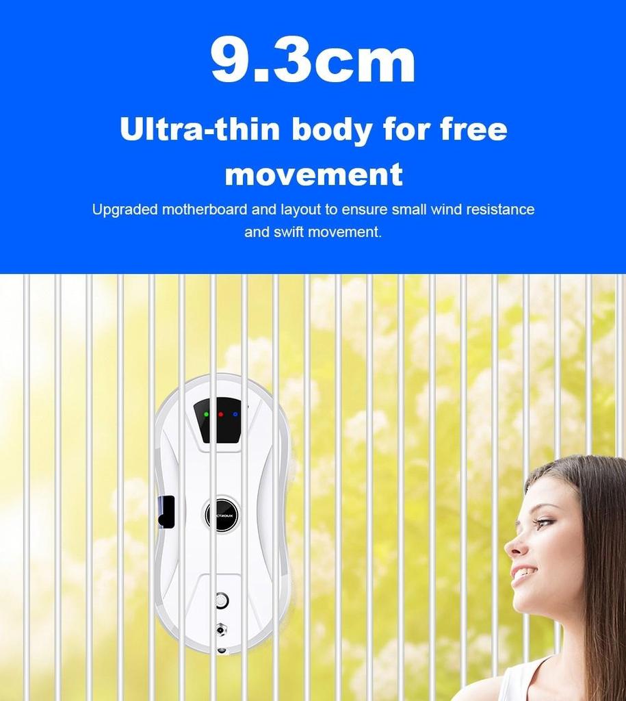 LIECTROUX YW610 Robot Window Cleaner, Single Water Spray, 2800Pa Suction, 30ml Water Tank, Border Detection