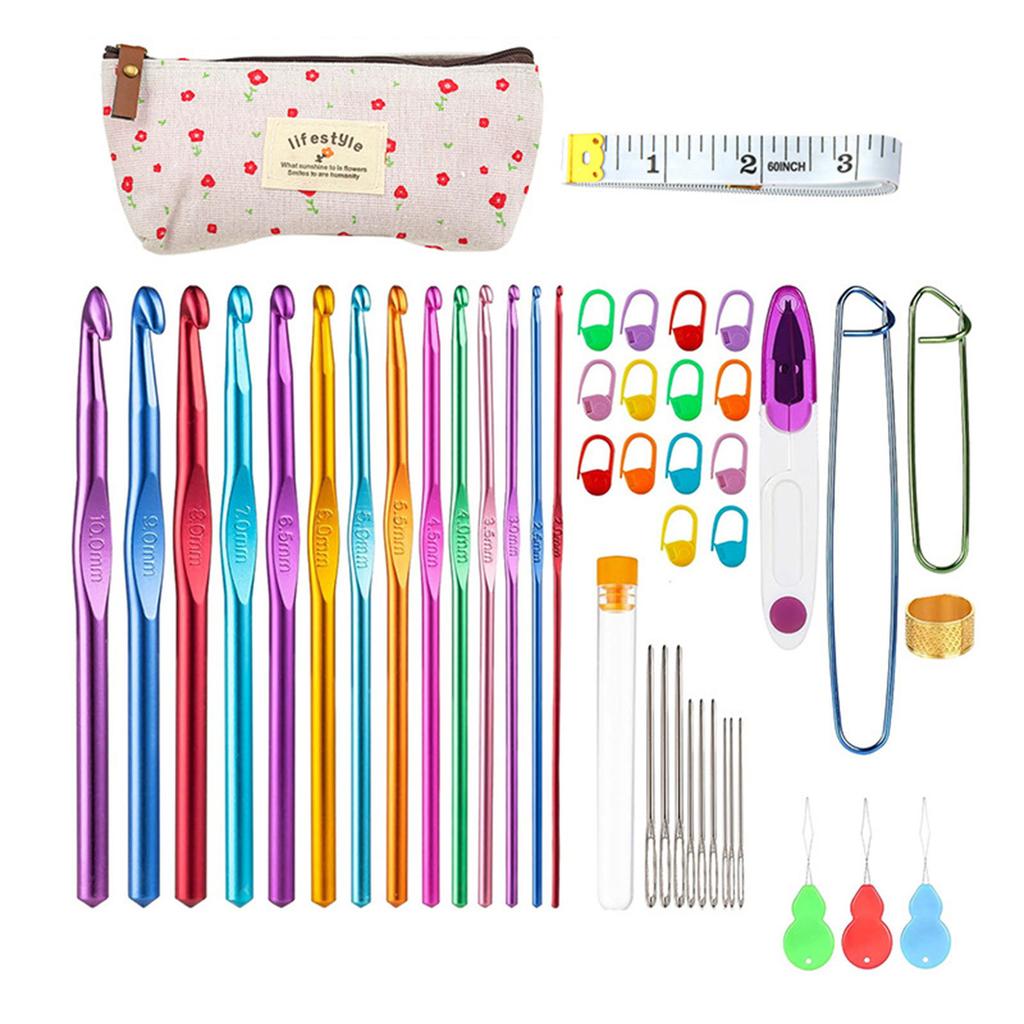 Наборы крючков для вязания из алюминиевого сплава, наборы спиц для вязания для рук, пораженных артритом, с эргономичной ручкой и гладким кончиком