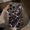 Чехол с блестящей пленкой для линз Glacier Silver Leopard с принтом для iPhone 16 Pro Max 15 14 Plus 13 12 Pro 11. Универсальный осенний чехол с цепочкой