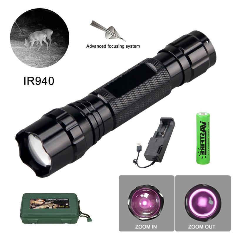 5W IR 850nm Hunting Flashlight Professional Night Vision Torch Tactical Infrared Radiation Zoomable Outdoor Waterproof Linterna