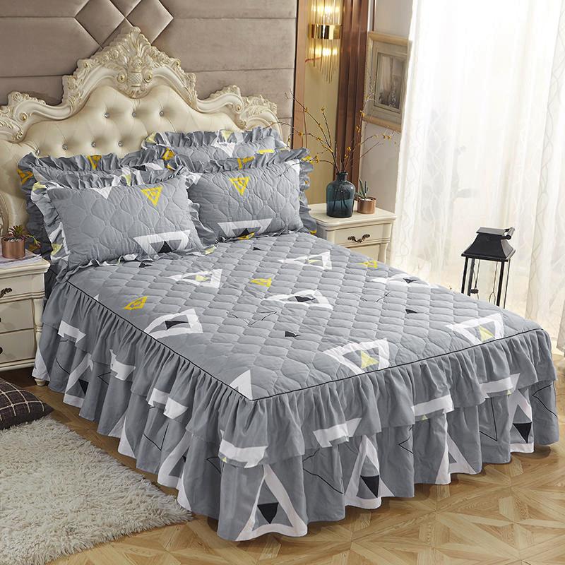Зимнее стеганое толстое покрывало на резинке простыня с оборками мягкая подкладка для кровати пара двойной матрас чехол постельное белье 150 180x200